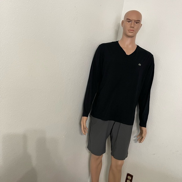 Men's Lacoste long Sleeve V Neck T Shirt Blue Navy Size 6 - Picture 3 of 14